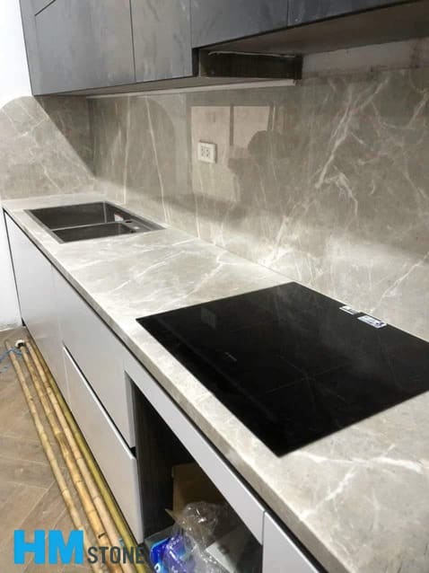 da op bep cao cap 40 Đá bếp Marble xám