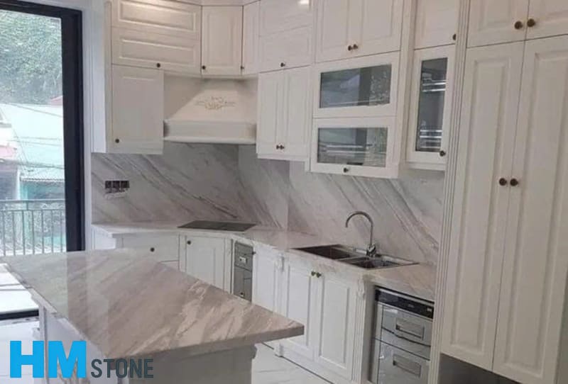 da bep marble trang 1 Đá Bếp Marble Trắng Hy Lạp
