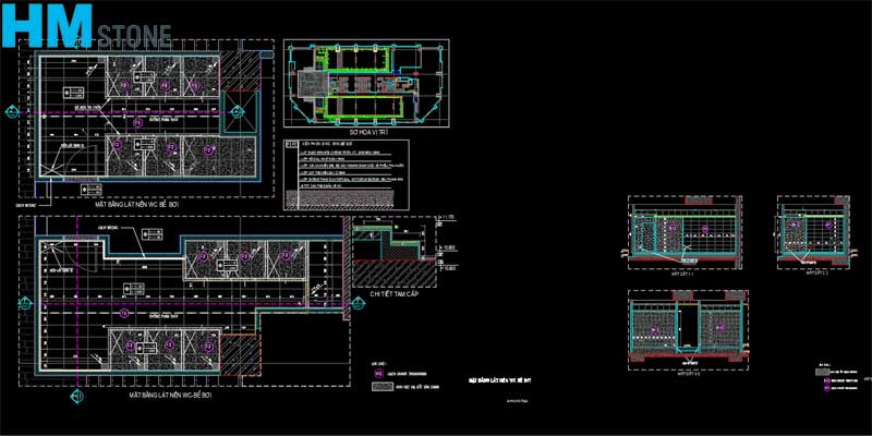Bản vẽ Cad biện pháp thi công ốp đá Granite