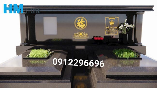 Bản vẽ 3D mộ granite nguyên khối