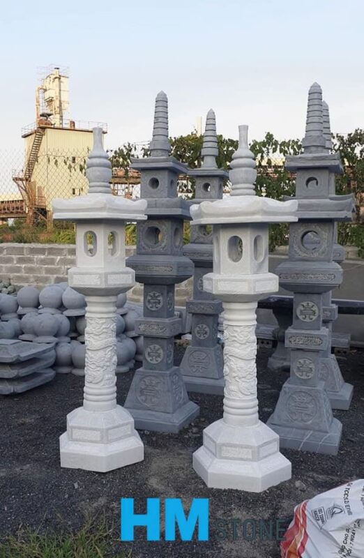 Cột đèn đá trắng