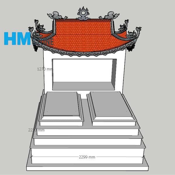 Bản vẽ mộ đá có mái