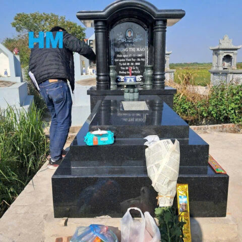 Lắp mộ đá khối granite tại Hà Nội