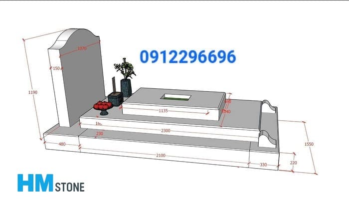 Thiết kế mộ đá nguyên khối