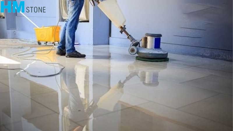 Các loại hoá chất, dụng cụ và quy trình đánh bóng sàn đá