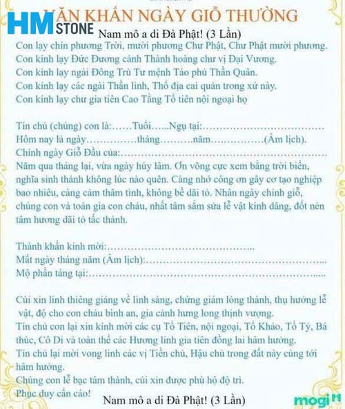 Văn khấn ngày giỗ ông bà, cha mẹ