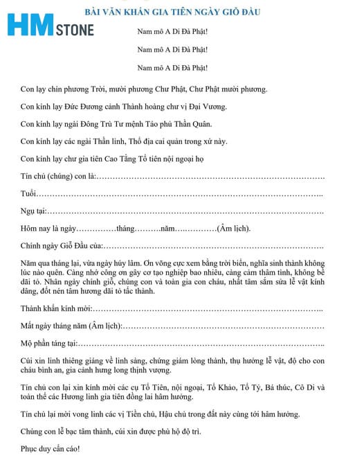 Văn khấn ngày giỗ