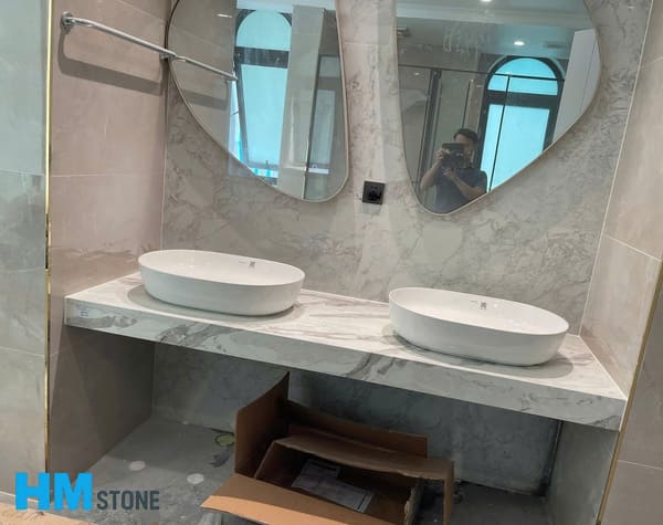 Bàn đá lavabo chậu đôi