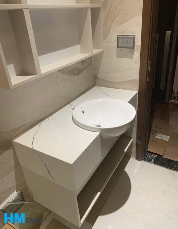 Bàn đá lavabo bán âm bán dương