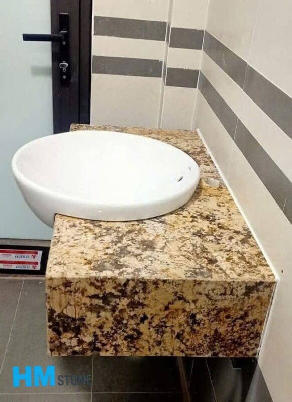 Bàn đá lavabo chậu bán âm bán dương