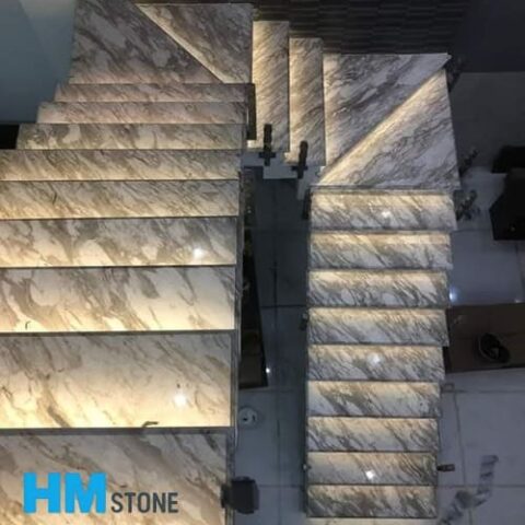 Cầu thang đá marble Trắng Ý