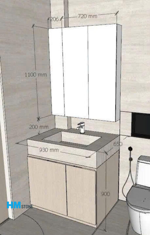 Kích thước bàn đá lavabo