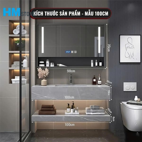 Kích thước mặt bàn đá lavabo 2 tầng