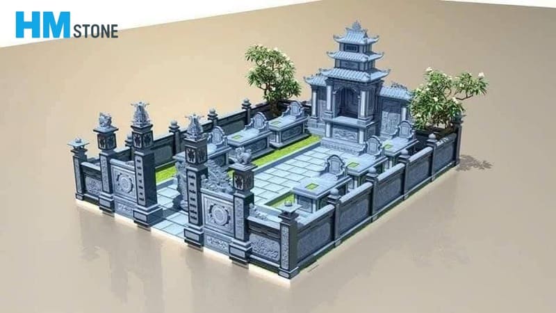 Bố trí khu lăng mộ đá dài và hẹp