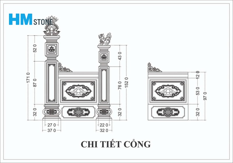 Kích thước cổng lăng mộ đá