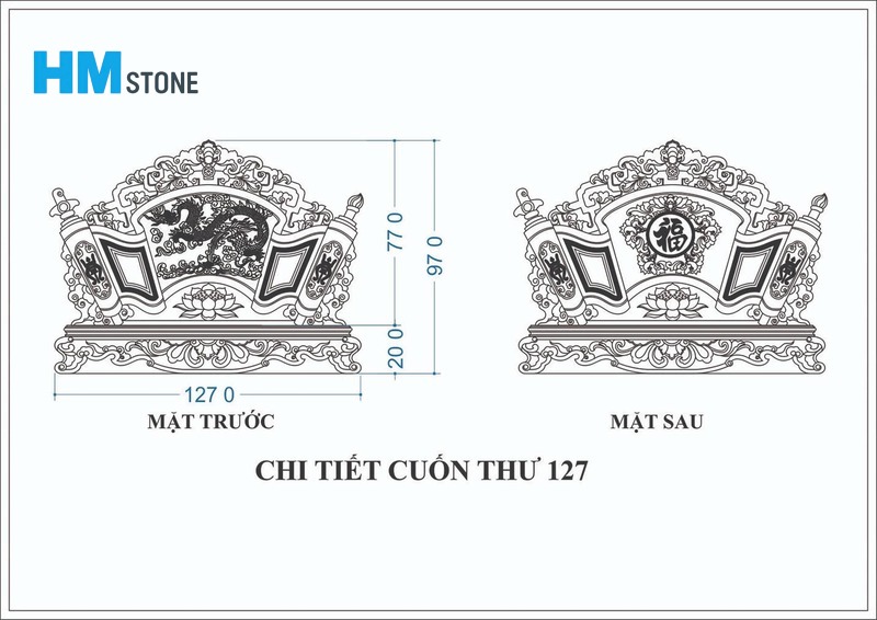 Kích thước cuốn thư đá